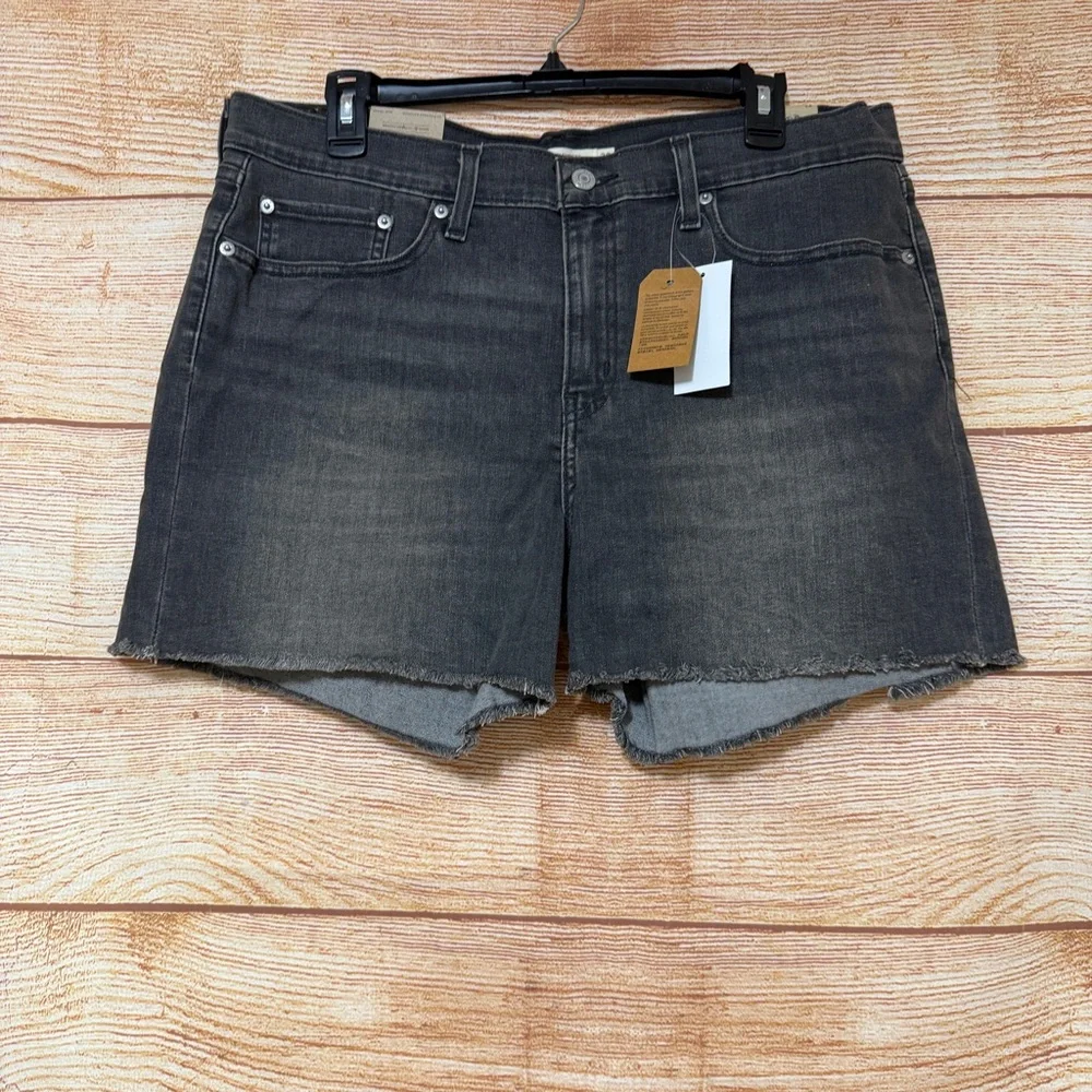 Levi's 299650149 Shorts Women's 33 Black Denim Stretch Mid‎ Length